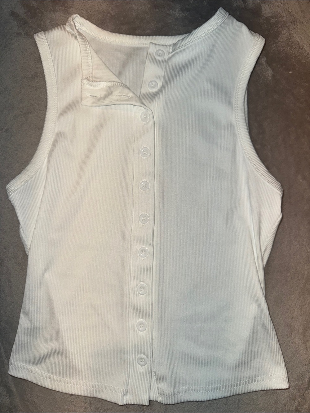Women’s White Ribbed Button-Front Tank Top